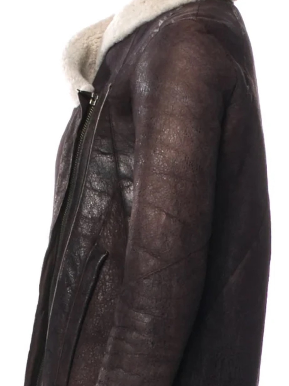 Helmut Lang Brown Shearling-Trim Asymmetrical Jacket - Women - Picture 10 of 16